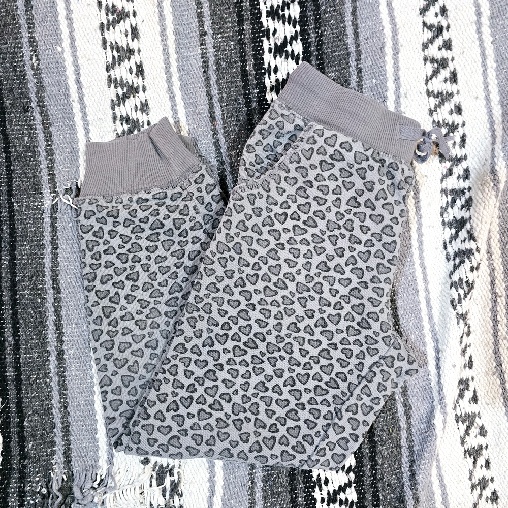 Girls Small 6 6X Grey Heart Print Sweatpants Joggers Pockets Danskin Now